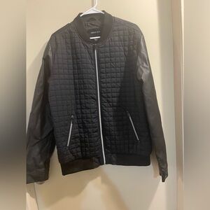 Urbane Black Quilted Bomber Jacket